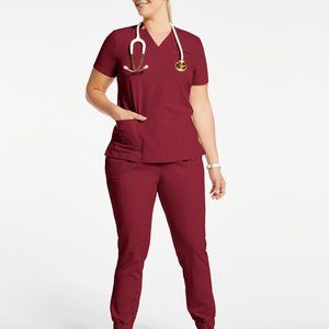 Jaanuu scrub set in wine XXS EUC